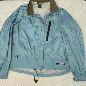 REI blue Raincoat sz M * flawed* hiking biking running camping outdoor canoeing